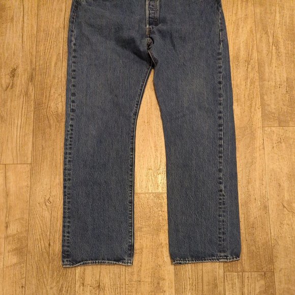 NWD Levi 501 Mens 38x32 Navy Blue Jeans $79 Straight Regular Medium Wash - Picture 10 of 12